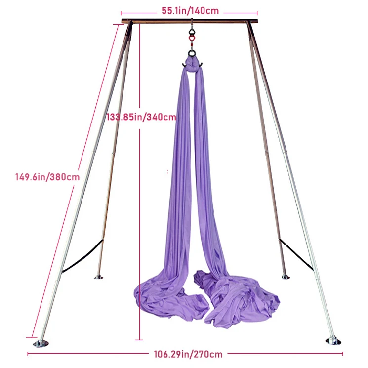 3.4m Adjustable Height Aluminum Silver Yoga Swing Hammock Frames Stand 200kg Load Capacity Portable Multifunction Design