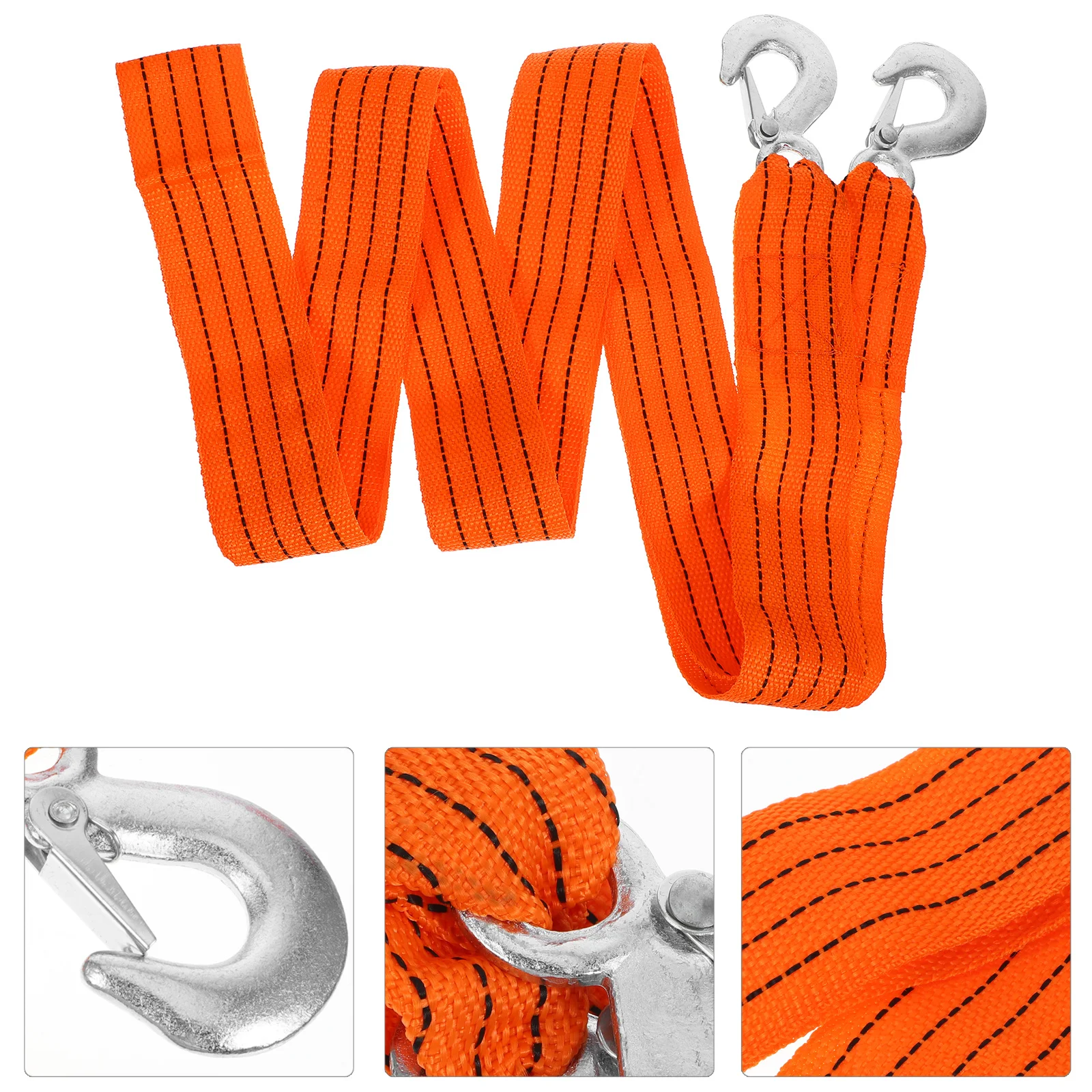 

3-Meter Fluorescent Heavy Duty Tow Rope Car Tow Dolly Strap with Hook for Vehicle Towing Rescue and Trailer Pull