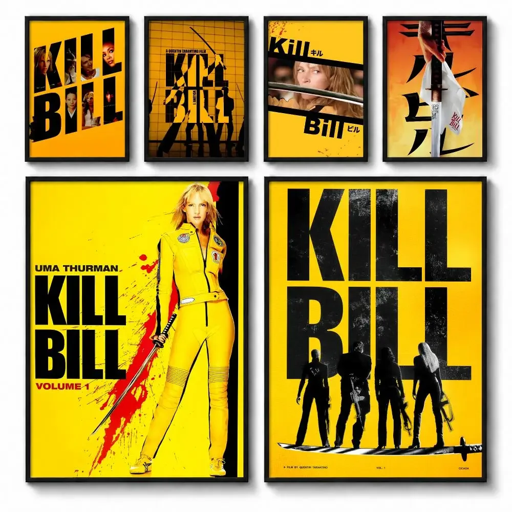 Kill Bill V-Volume 1 Classic Action Movies Poster Self-adhesive Art Waterproof Paper Sticker Coffee House Bar Room Wall Decor