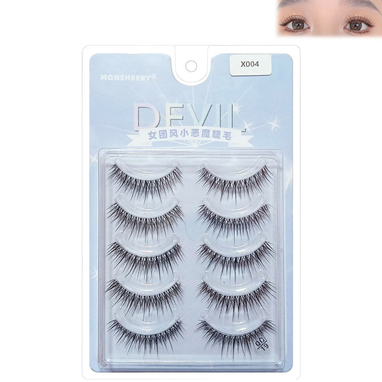 5 pares mang cílios postiços tiras completas cluster individual diabo preto natural transparente banda tira grossa cílios maquiagem diária