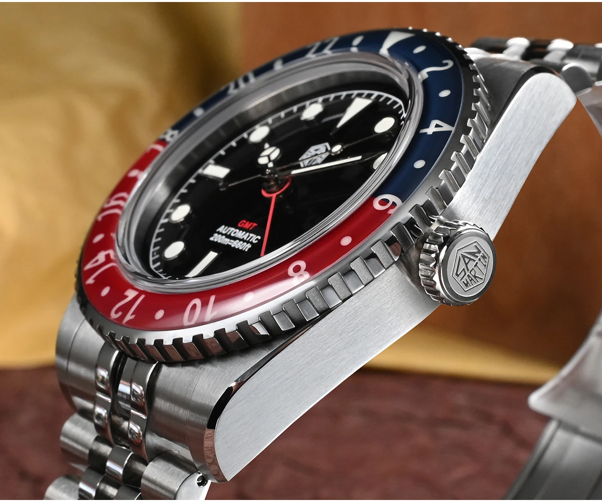 San Martin Watches New NH34 Movement New Clasp 40mm GMT Mechanical Watch BGW-X1 Lume 200M Water Resistant SN005-B2