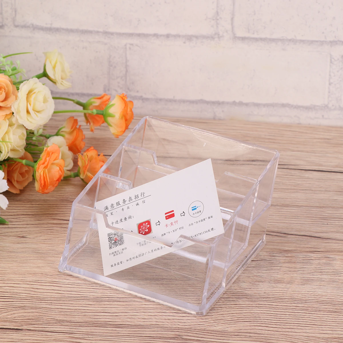 

Three-frame Business Card Box Sleeve Case Accessories Desk Organizer Desktop Holder Office Stationery