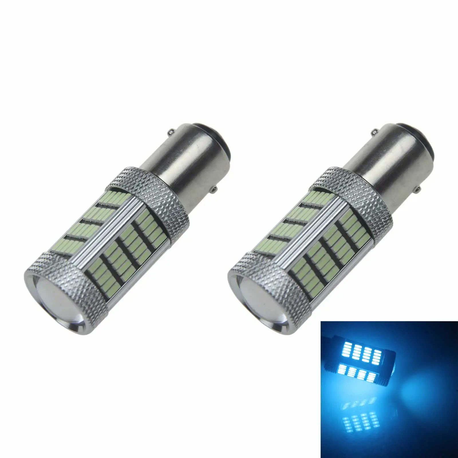 2x Ice Blue RV 1157 Brake Blub Camper Lamp 92 Emitters 3014 SMD LED 2057 P21/5W Z21178