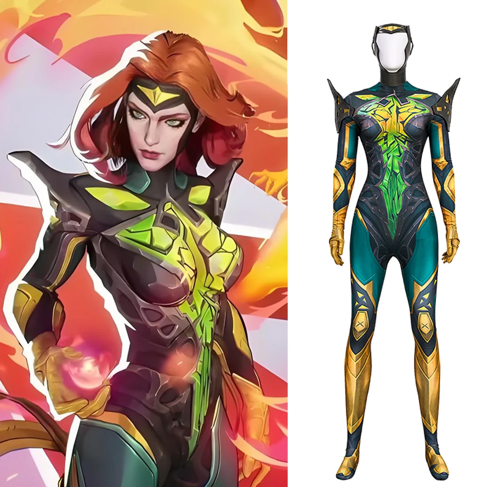 

Костюм для косплея Жана Грей из Marvel Rivals для PS5, женский супергеройский костюм, 3D-печатный спандексовый комбинезон-зентай для девочек, костюм на Хэллоуин