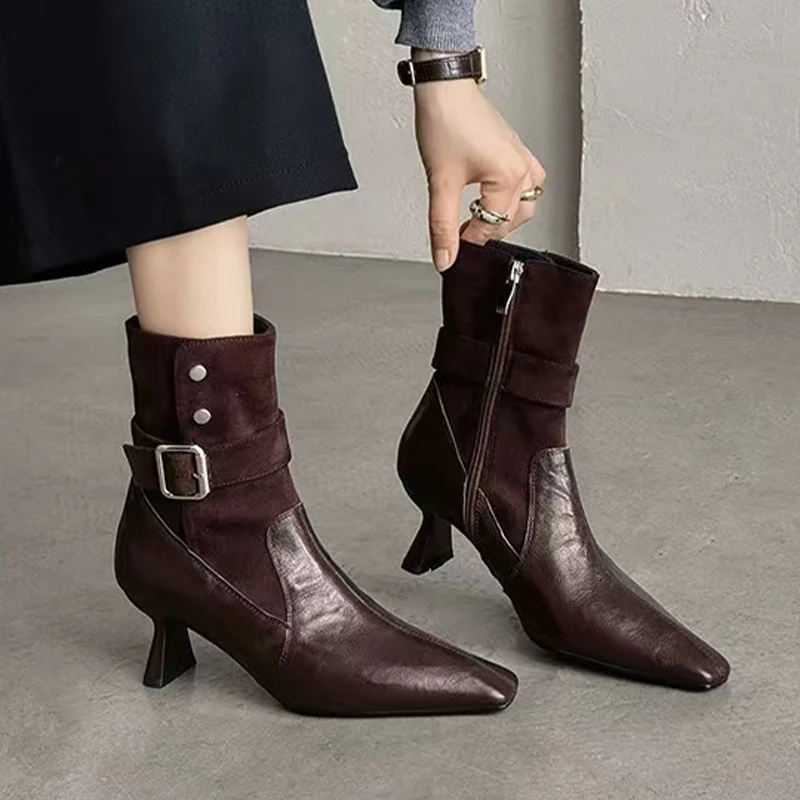 

Женские ботильоны на высоком каблуке, модная роскошная женская обувь с острым носком, пикантные зимние ботинки 2025 года, модельные туфли-лодочки Mujer Chelsea Botas