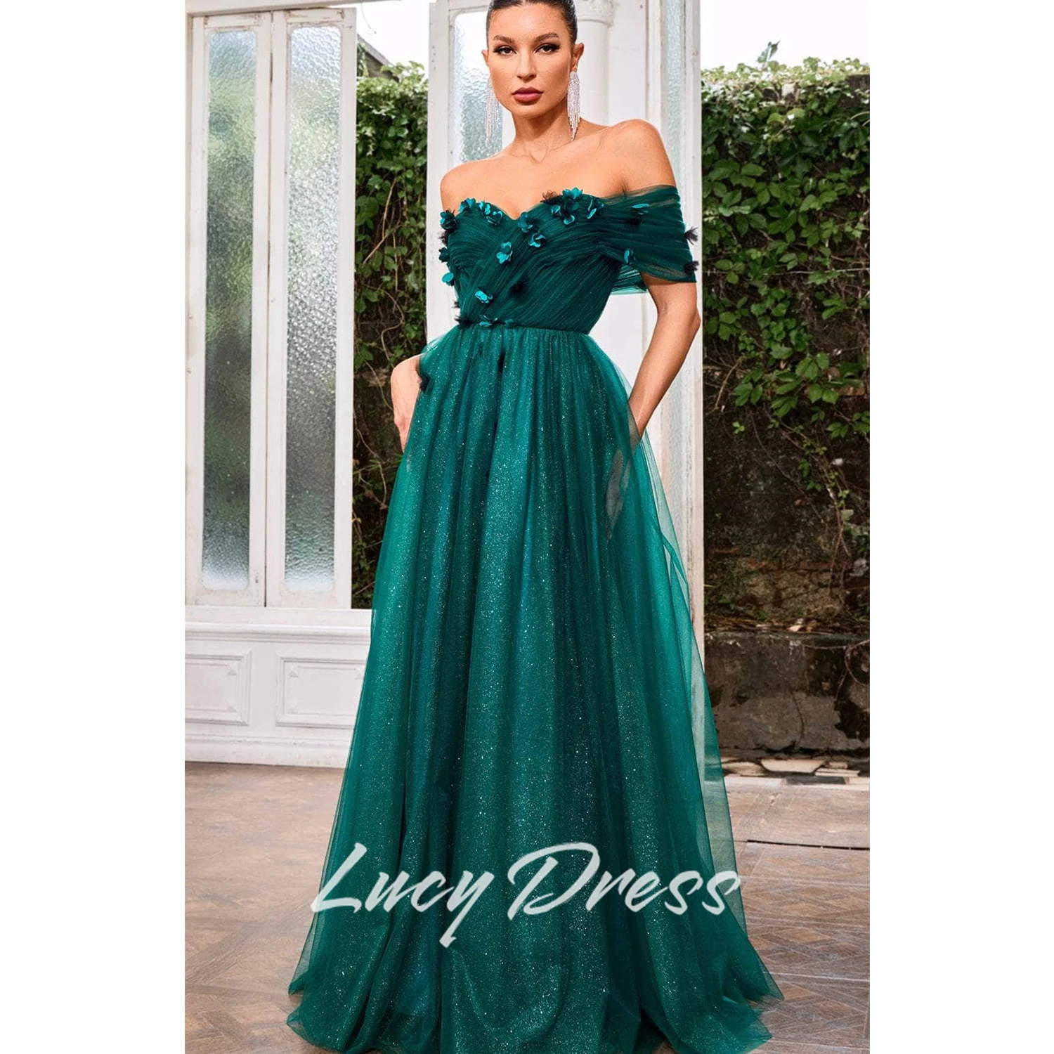 

Lucy Vestidos De Festa Luxurious Women's Evening Dresses for Special Occasions Customized A-line فساتين سهرة Shiny Green Dress
