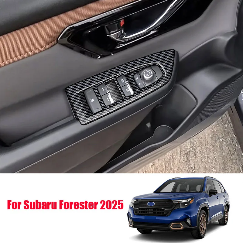 

Для Subaru Forester 2025, подъемная панель для оконного стекла автомобиля, декоративная рамка, материал ABS, узор из углеродного волокна