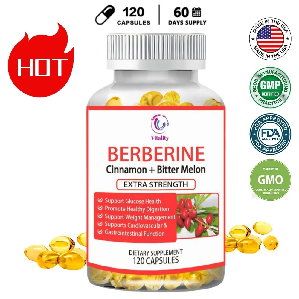 Vitality berberina con cápsula de CeylonCinnamon, sistema inmunológico antioxidante, función Cardiovascular y intestinal, comida saludable