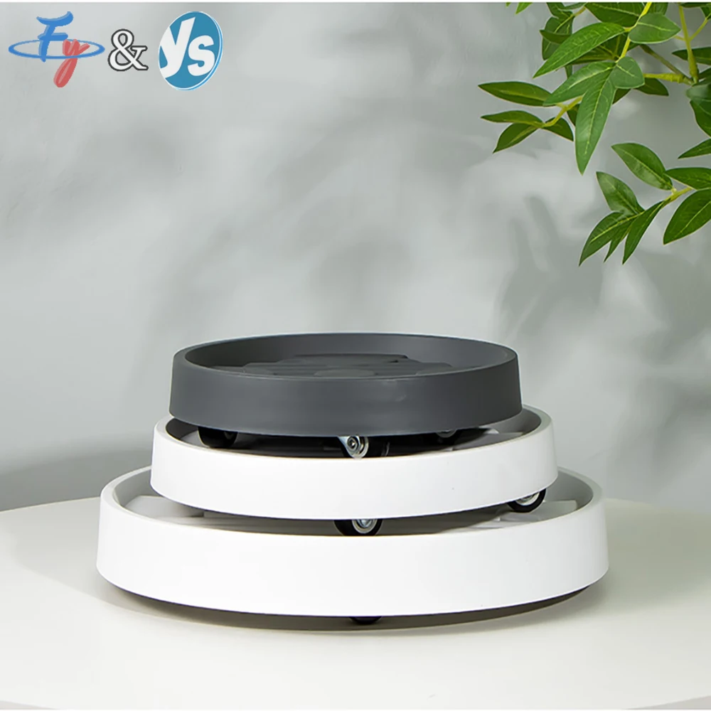 Extra Large Deepened Flower Pot Mobile Tray with Hidden Universal Wheels Plastic Circular Green Plant Base Movable Planter