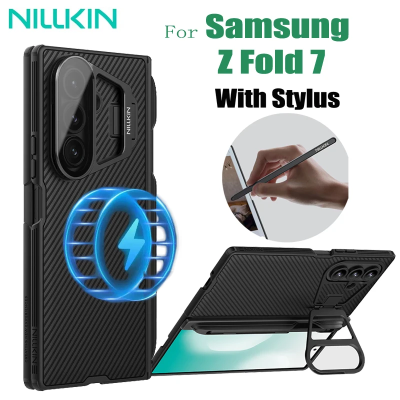 

Чехол Nillkin MagSafe для Samsung Galaxy Z Fold 7, реквизит CamShield со стилусом, магнитной подставкой и чехлом для камеры Z Fold7