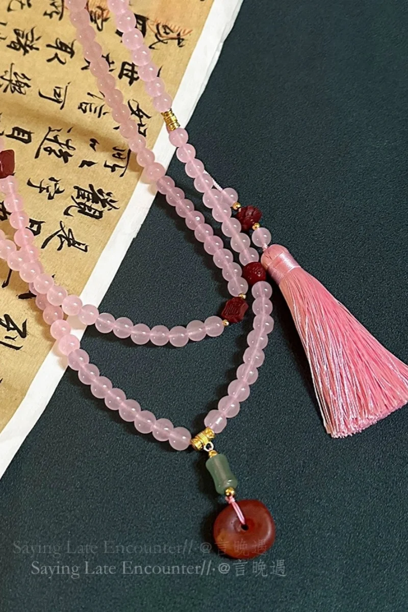 

2024 new Chinese style long crossbody necklace beaded bracelet senior sense retro sweater chain jewelry