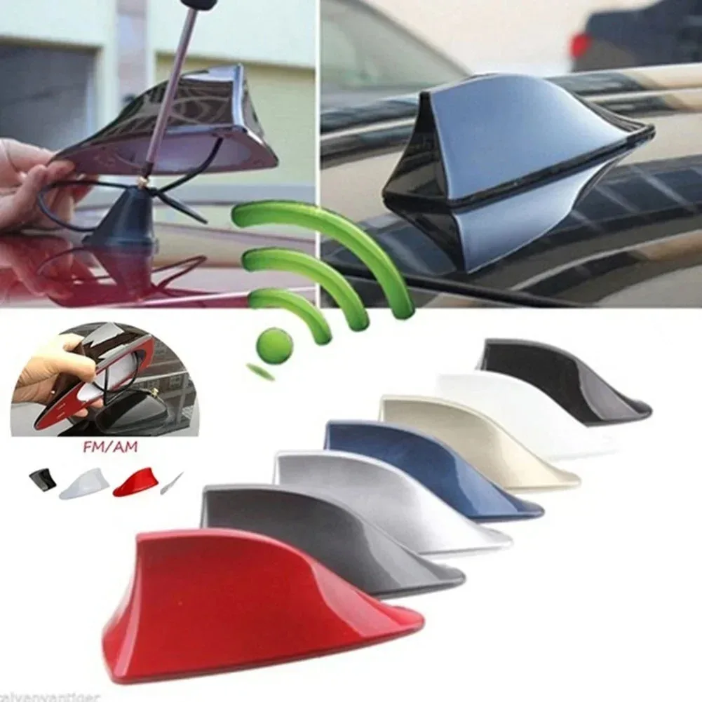 Universal Shark Fin Car Antenna - FM/AM Radio Signal Booster Waterproof Roof Decorative Aerial For Most Vehicles