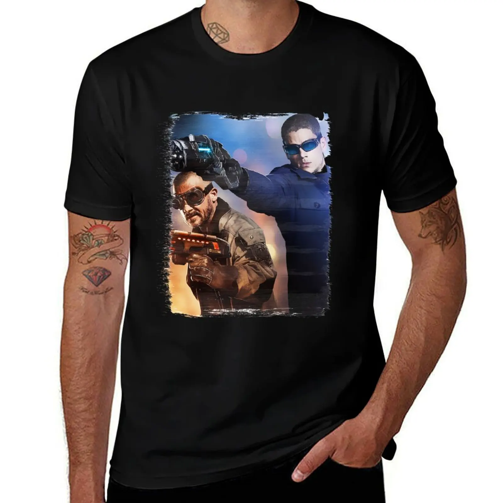 LOT - Captain Cold & Heatwave Paint Splash T-Shirt Quick Dry Sports Short Sleeve Tee