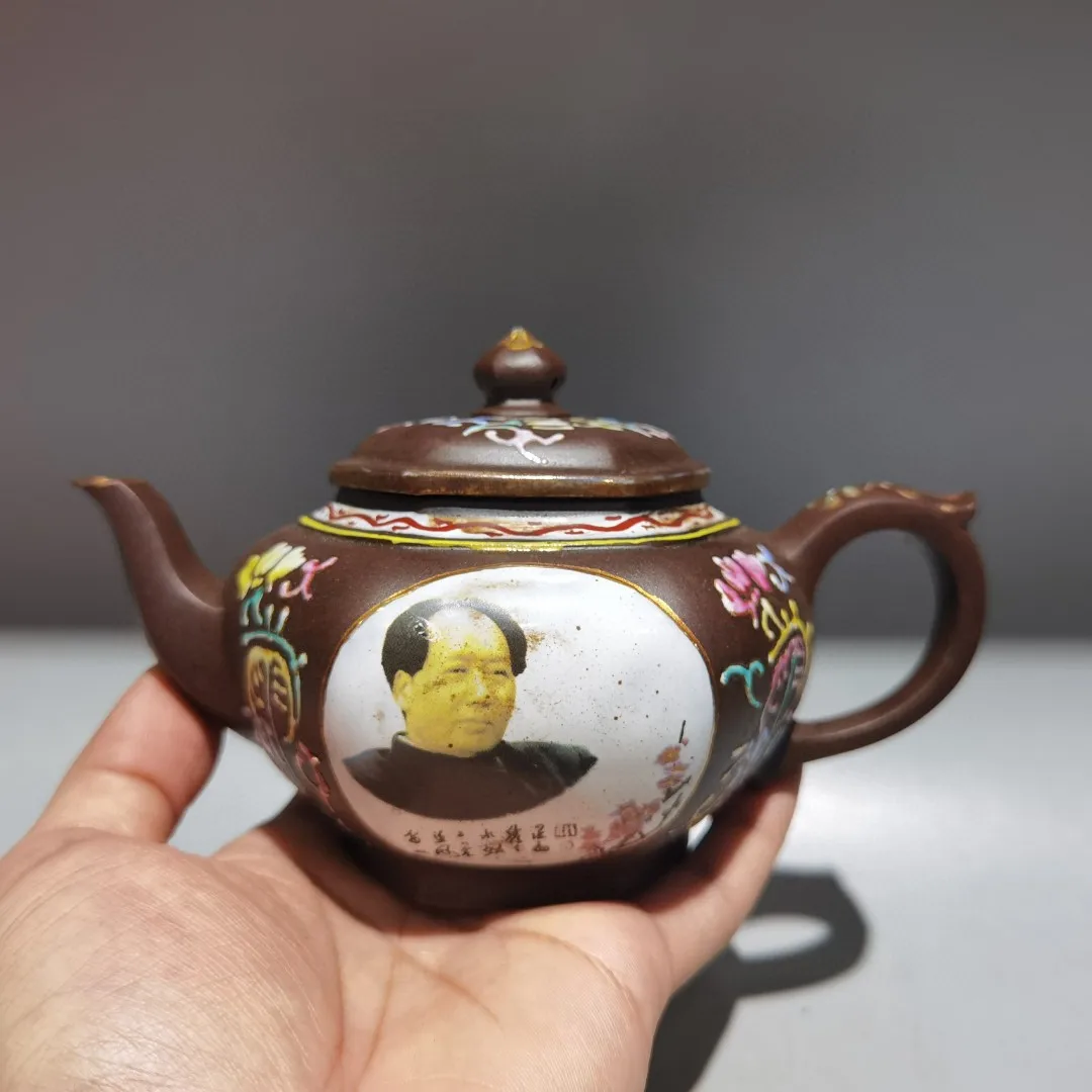 

Керамический чайник Yingxing из красной глины, шестигранный, в стиле пойнтилизма, в стиле Культурной революции, для накопления богатства, декоративный предмет