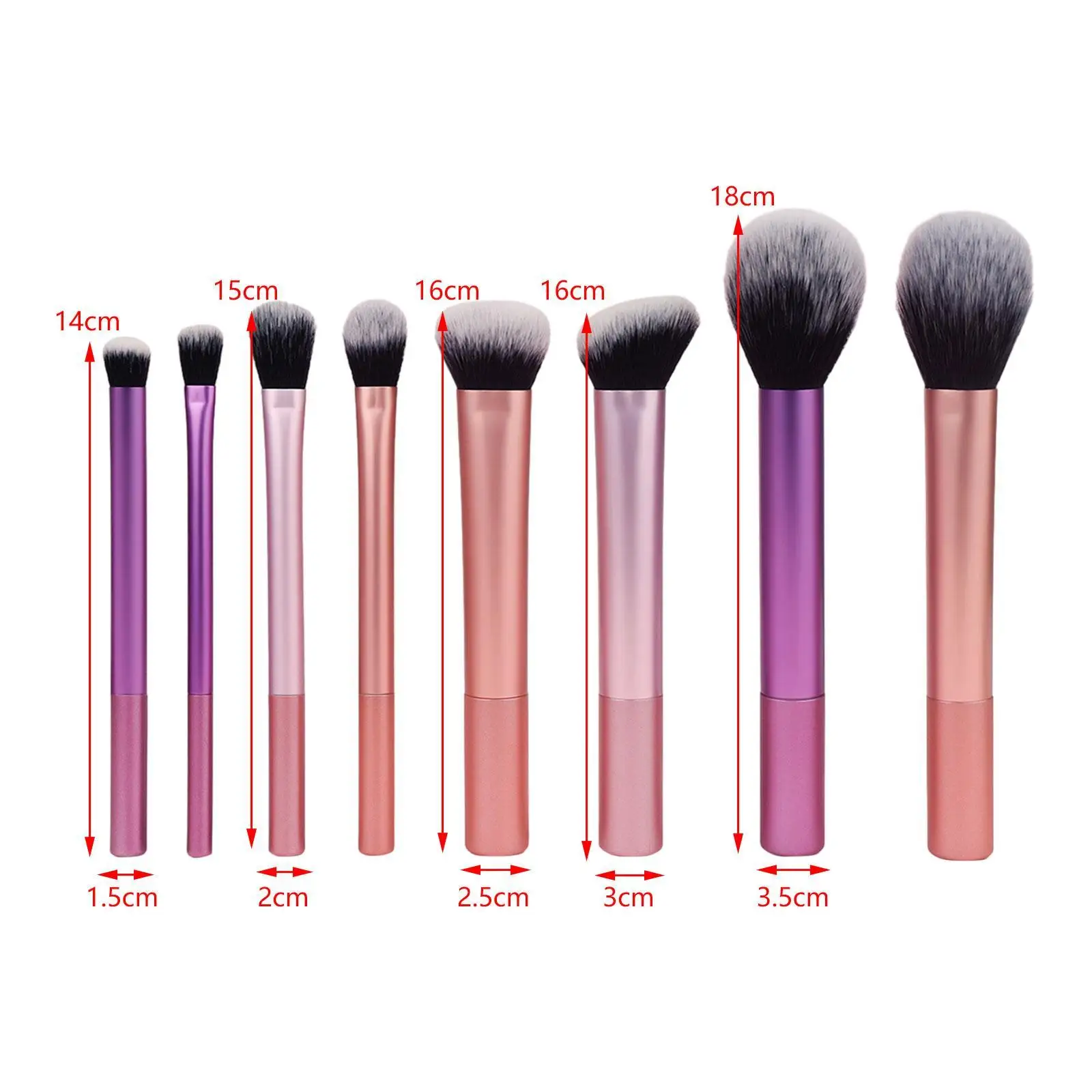 8x Cosmetic Brush Highlight Brush Wenkbrauwborstel Make-upborstelset