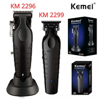 Kemei 2296 Barber Cordless Hair Trimmer 0mm Zero Gapped Carving Clipper Detailer Professional Electric Finish Cutting Machine