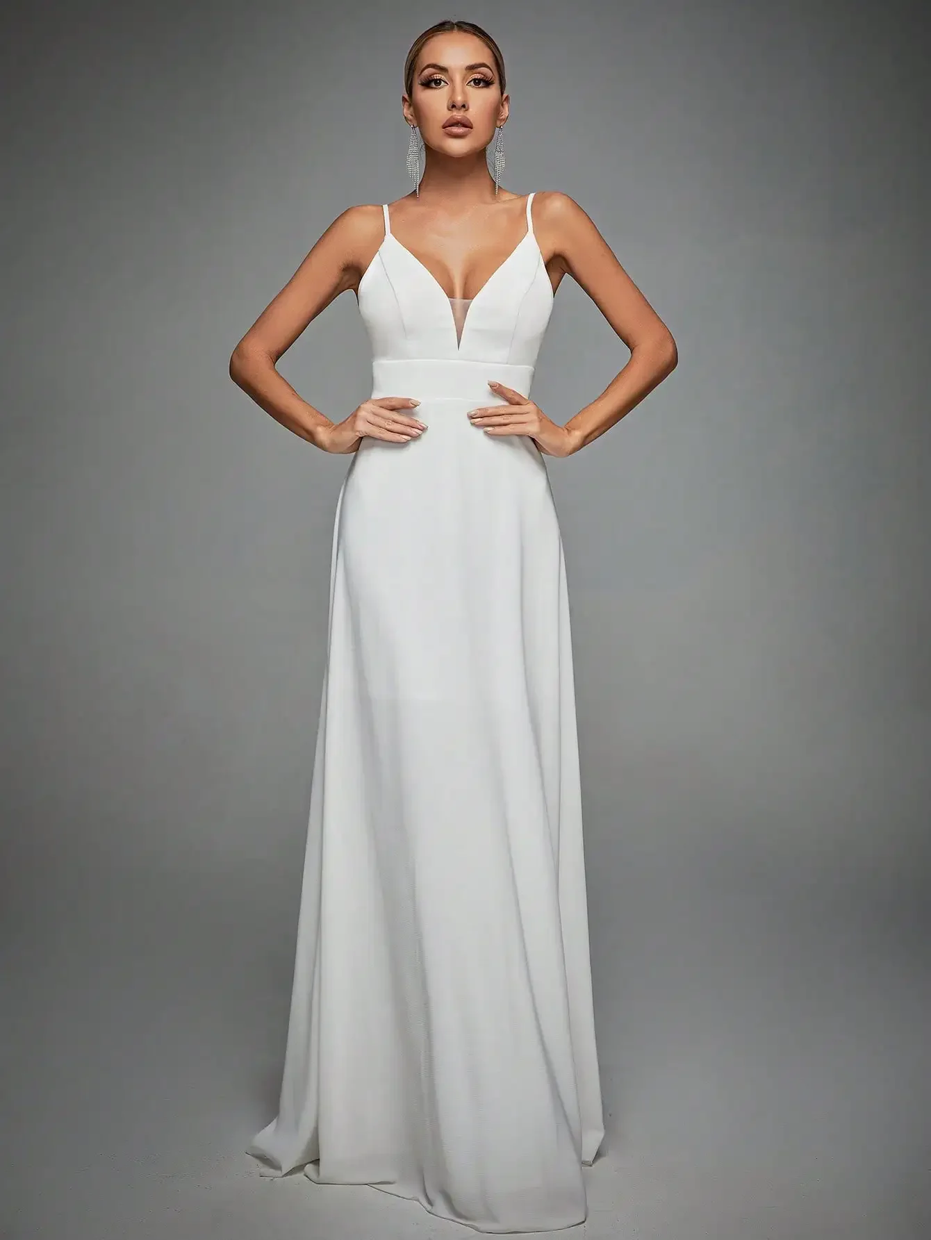 

Customize New Halter V-neck Back Lace See-through Long Skirt Evening Gown Ball Dress Party Bridesmaid Dress