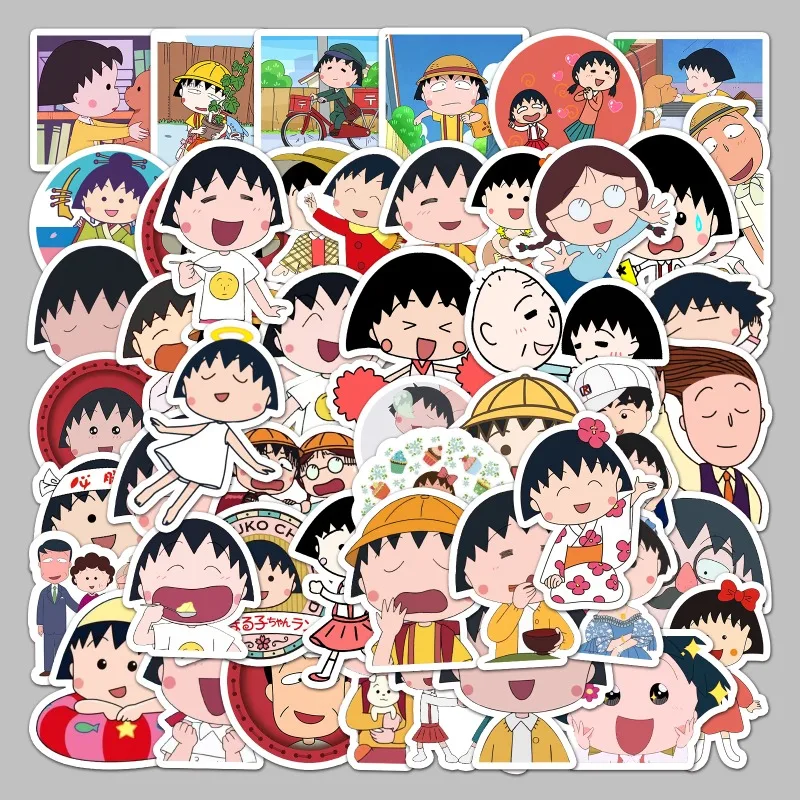 50pcs Cartoon Chibi Maruko Cute Graffiti Stickers Suitcase Water Cup Stationery Refrigerator Mobile Phone Decoration Stickers