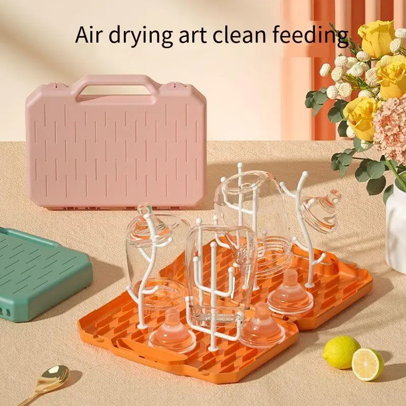 Portable Baby Bottles Storage containers Drying Rack Plastic Tableware Dry Case Kid Travel Feeding Multi-Functional Storage Box