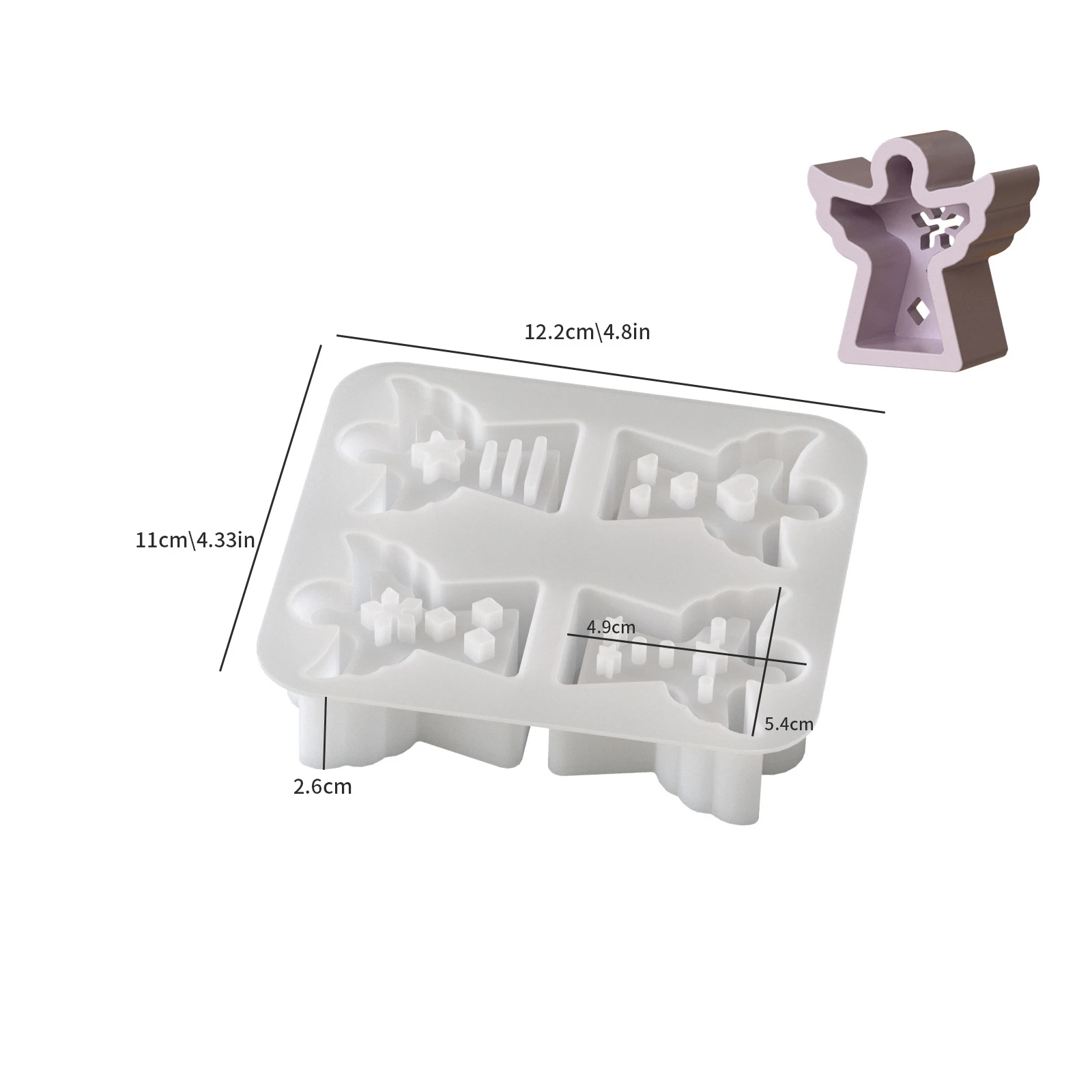 4パターンエンジェルシリコンモールドDIY中空スノーフレークスターハートハンギングエンジェルオーナメント石膏モールドUVレジンモールド ﻿