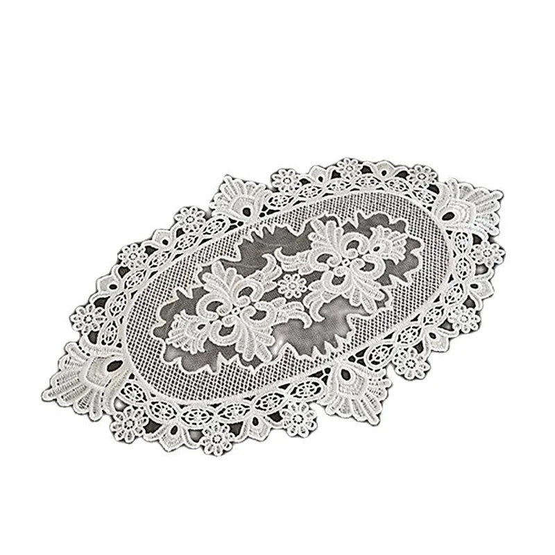 NEW Lace oval Embroidery Christmas wedding flower table place mat pad Cloth placemat kitchen Table decoration and accessories