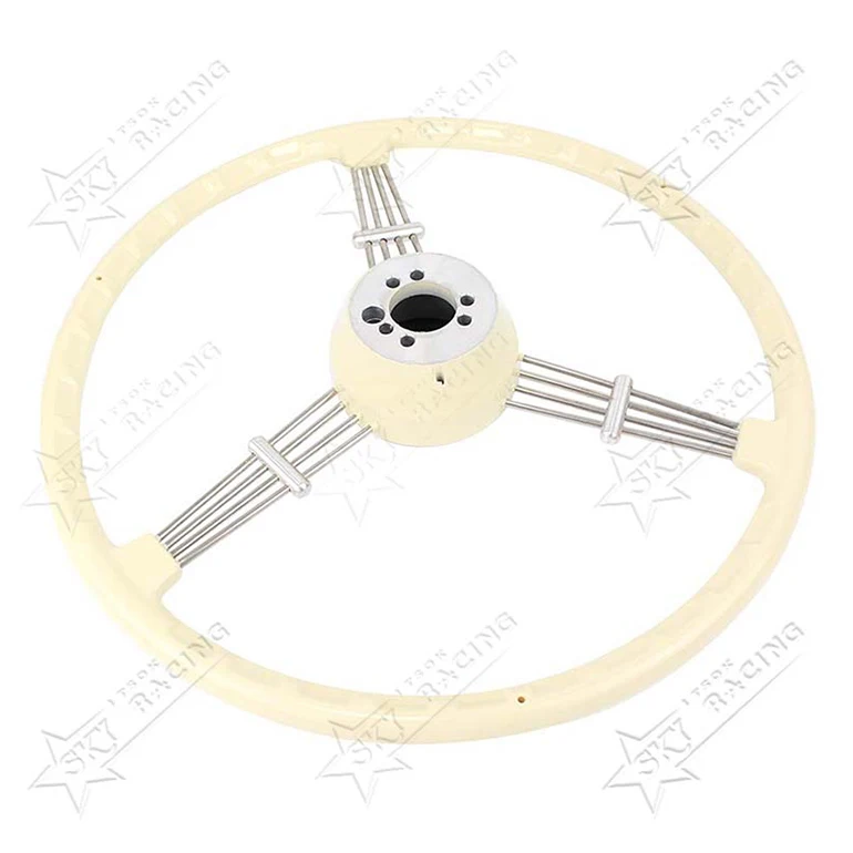 400mm ABS Iron Aluminum Spoke Ivory White Black Vintage Banjo Classic Steering Wheel For 1950-1966 Porsche 356 A B C PreA Parts