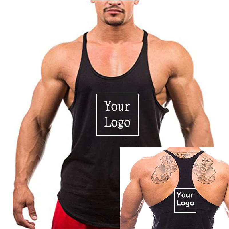 Custom Cotton Mens Bodybuilding Tank Tops O Neck Gym Fitness Singlet Fashion Male Sleeveless Shirt Sport Workout