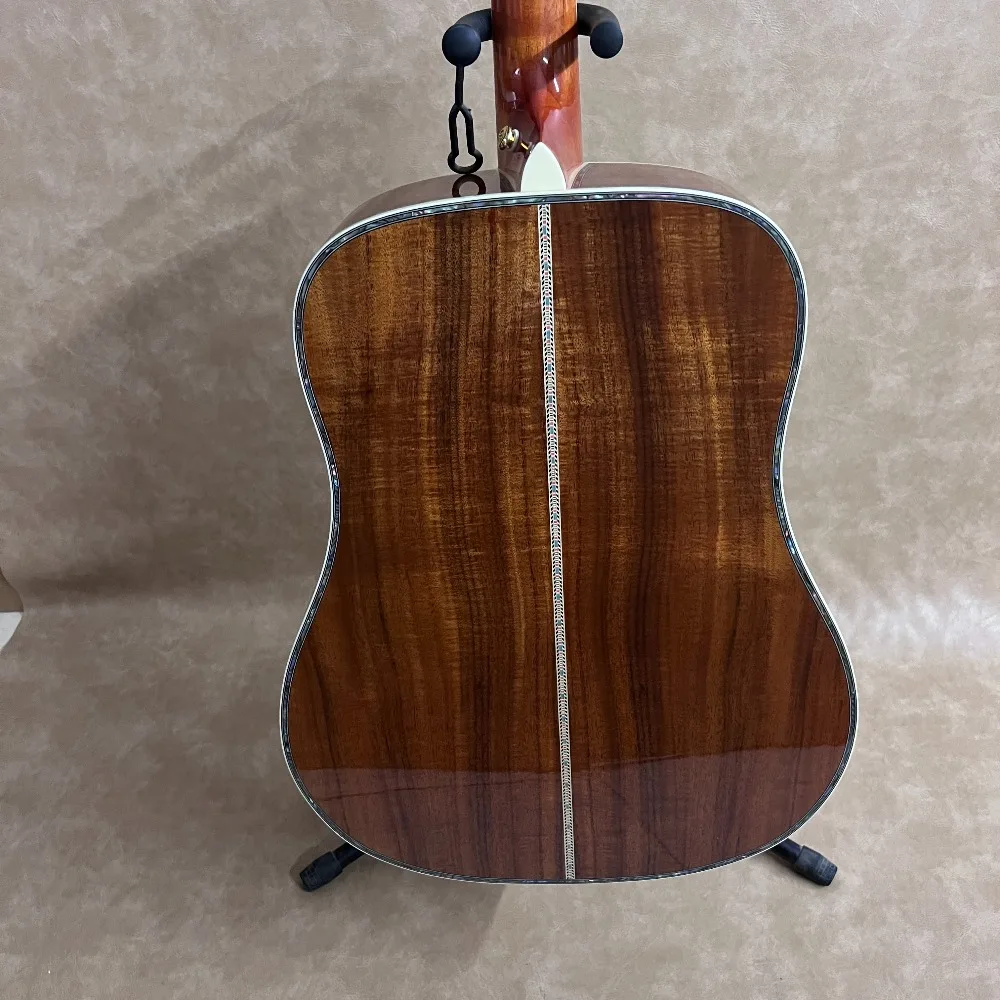 Tiger‑Streaked Walnut Brown 41 Inch 6‑String Acoustic Guitar Koa Wood Body Dreadnought Shape Gold Tuning Pegs Folk String Instrument