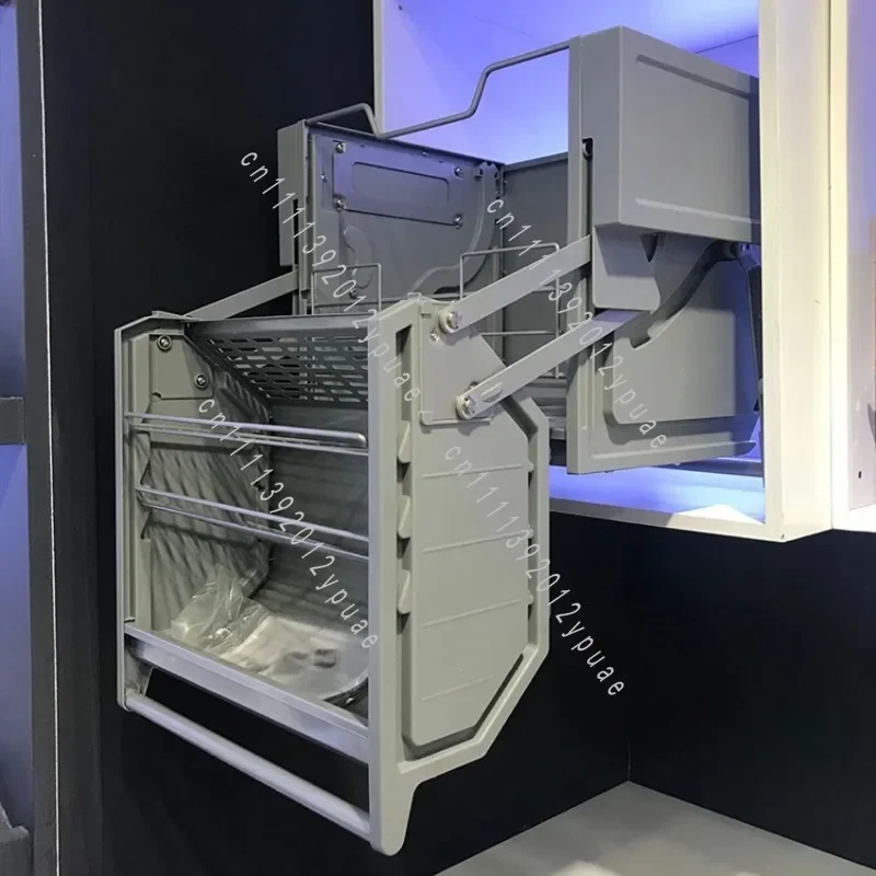 Double Layer Lifting Pull Basket, Pull-Down Elevator for Refrigerator Top Hanging Cabinet