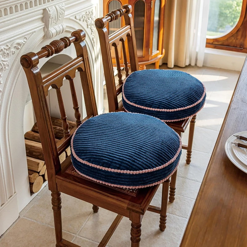 Thick Winter Corduroy Round Seat Cushion 45x45cm Non-Slip Floor Pillow PP Cotton Pad for Dining Chair Office Tatami Home Camping