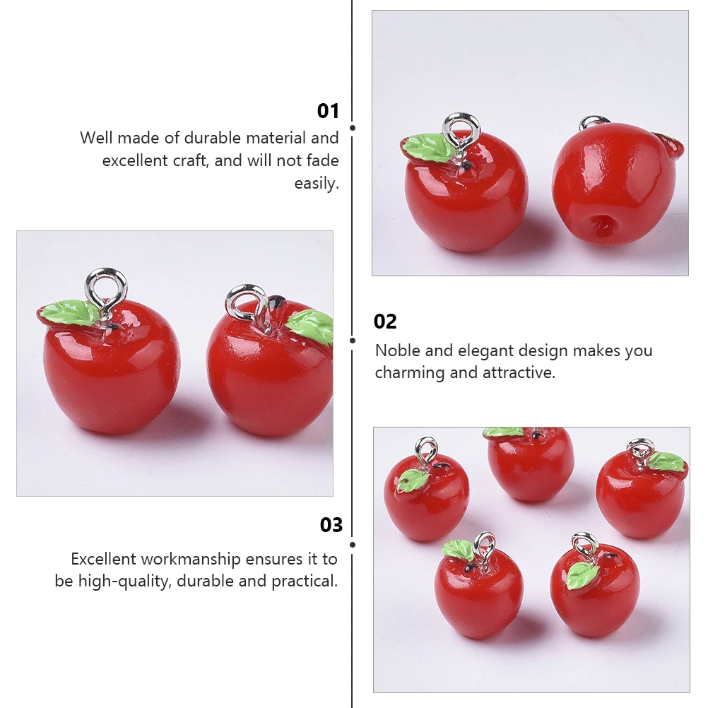 

20pcs Simulation Apple Jewelry Diy Making Pendant Hanging Accessories Resin Earring Charms Necklace Bracelet Pendant Fashion