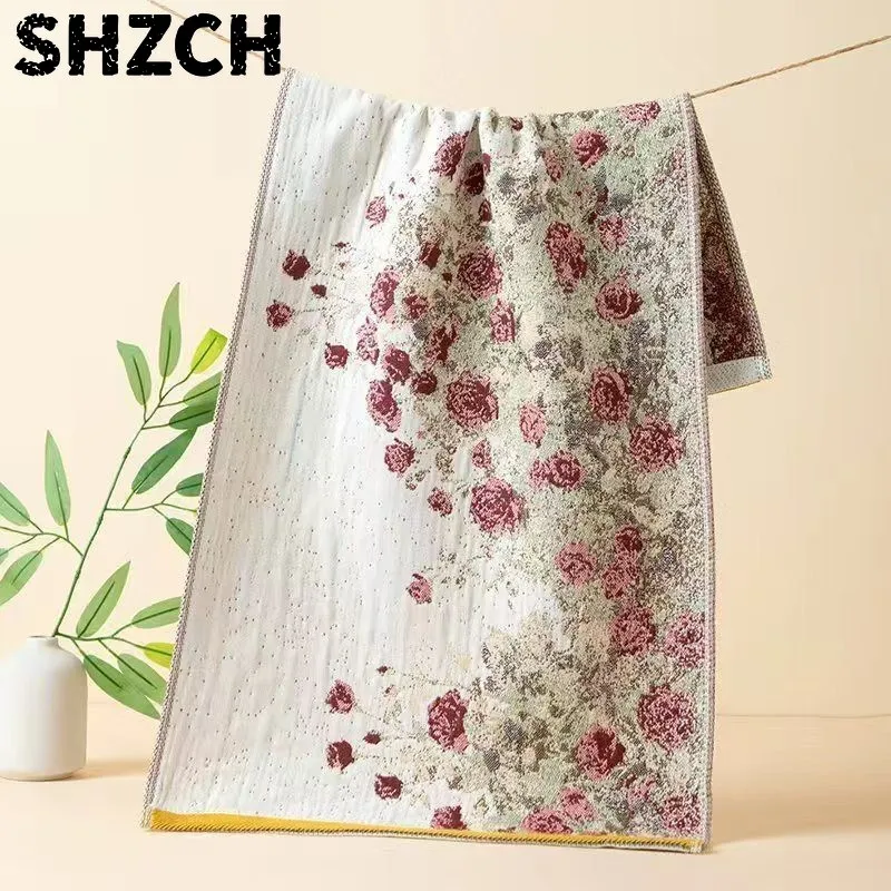 New Countryside Style Towel Pure Cotton Soft  Absorbent Painted Patten Style Gauze Face Towel Bathroom Lovely Face Towel ZI780
