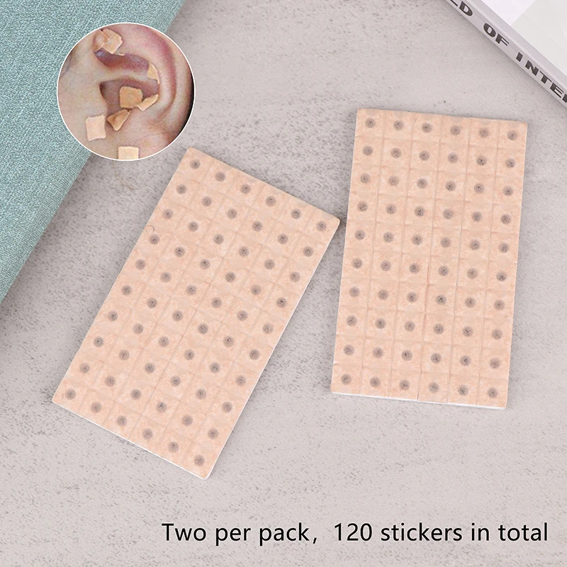 120 Pcs Ear Massage Stickers Disposable Ear Press Seeds Acupuncture Vaccaria Patch Ear Massage Bean Auriculotherapy