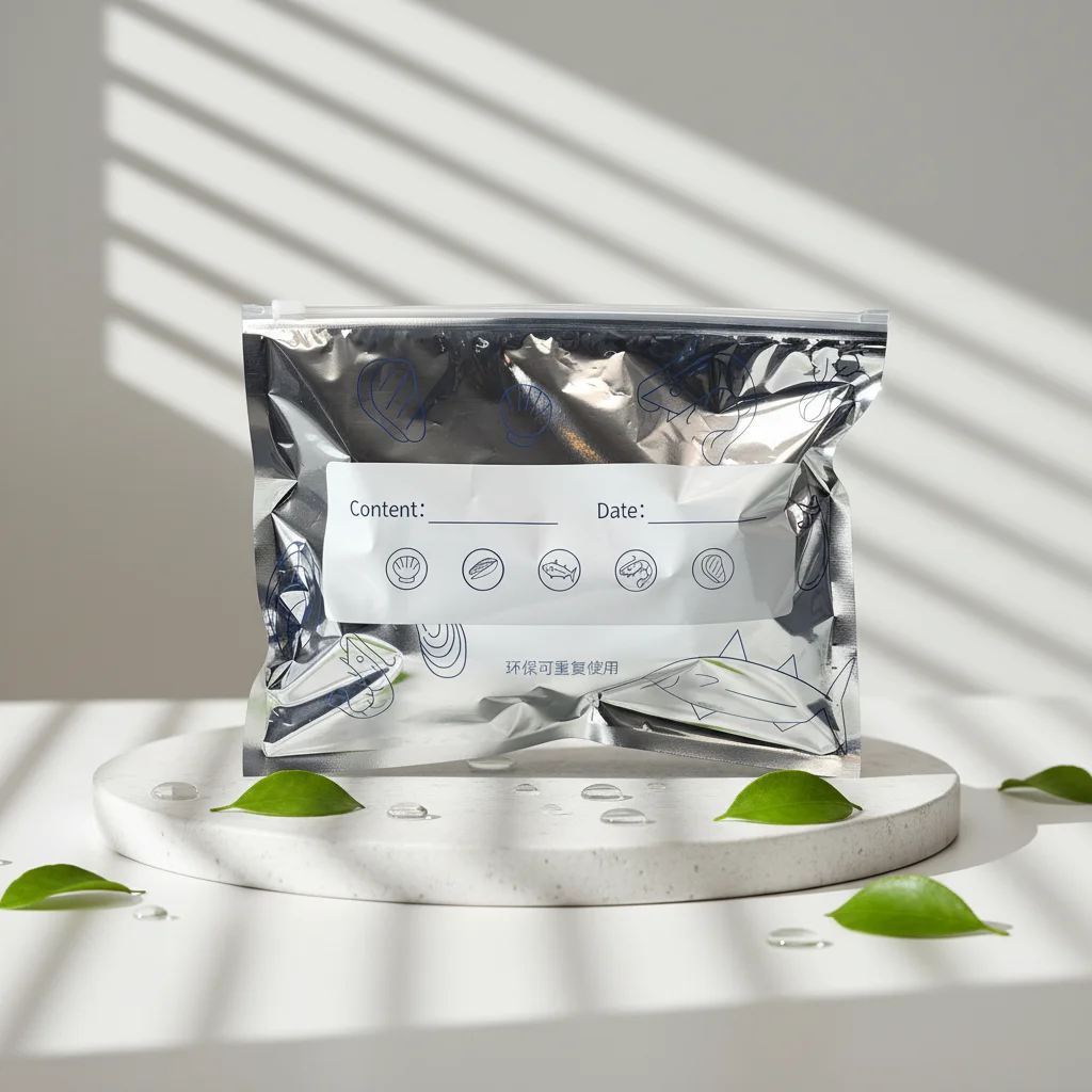 Aluminum Foil Fresh-Keeping Sealing Bags Food Grade Refrigerator Household Frozen Meat Vegetable Food Antibacterial Zipper Bags