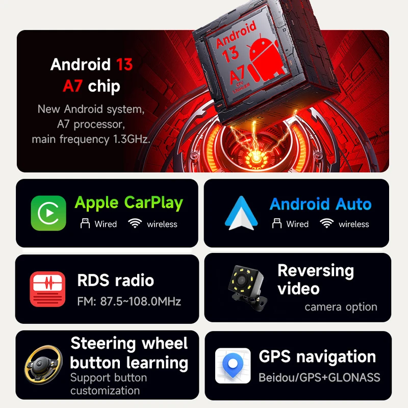 PHYEE 1 Din راديو Carplay اللاسلكي للسيارة Andorid، نظام ملاحة GPS، بلوتوث، Android-Auto، Wifi، FM RDS، شاشة لمس 5 بوصة، B5006 #2