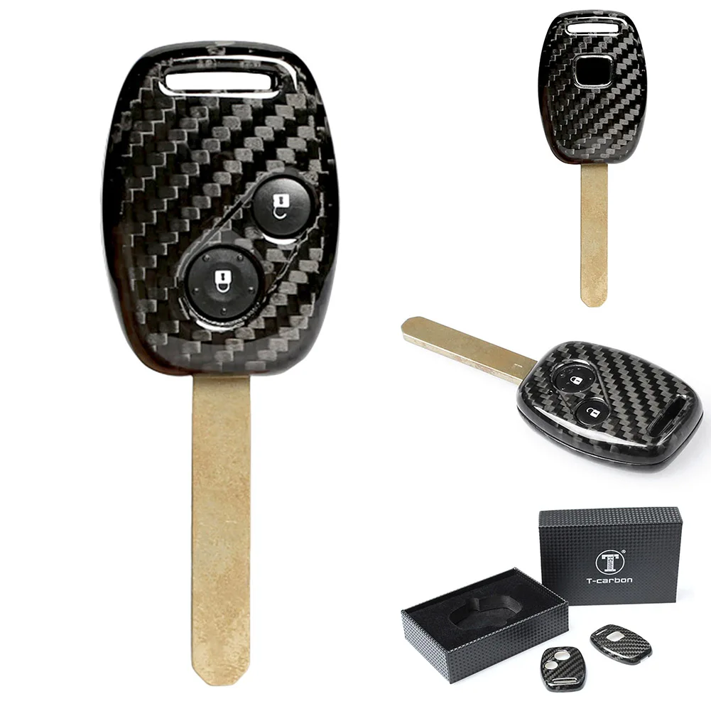 Genuine Carbon Fiber Automotive Remote Key Case For 2 Button  Type R Civic Jazz Accord Fit Odyssey CRZ Insight