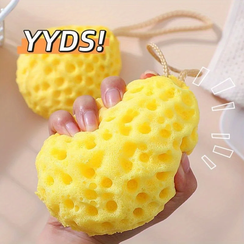 قطعة واحدة من إسفنجة حمام على شكل قرص العسل اليابانية - إسفنجة استحمام فائقة النعومة مع خلايا قرص العسل، قبضة غير قابلة للانزلاق، جسم تقشير لطيف