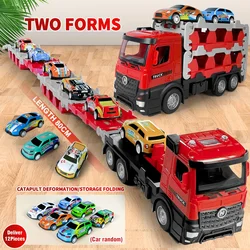 Transporter Truck Folding Track Racing Vehicle Kids Competitive Games Storage Alloy Diecast Mini Car Boy Toy Children Novel Gift