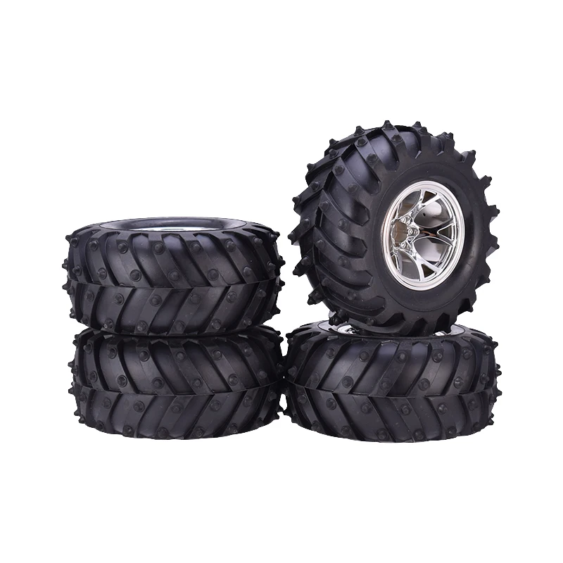 AUSTAR 4PCS AX-3002 120mm Tyre Rubber Tire Wheel Plastic Rim Hub for 1/10 RC HSP HPI Monster Truck Model Spare Parts