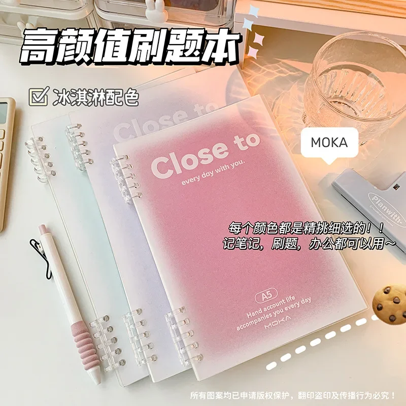 A5 B5 10 Hole Transparent PP Loose Leaf Binder Circle Calendar Ring Book Cover Diary Weekly Organizer Back To School