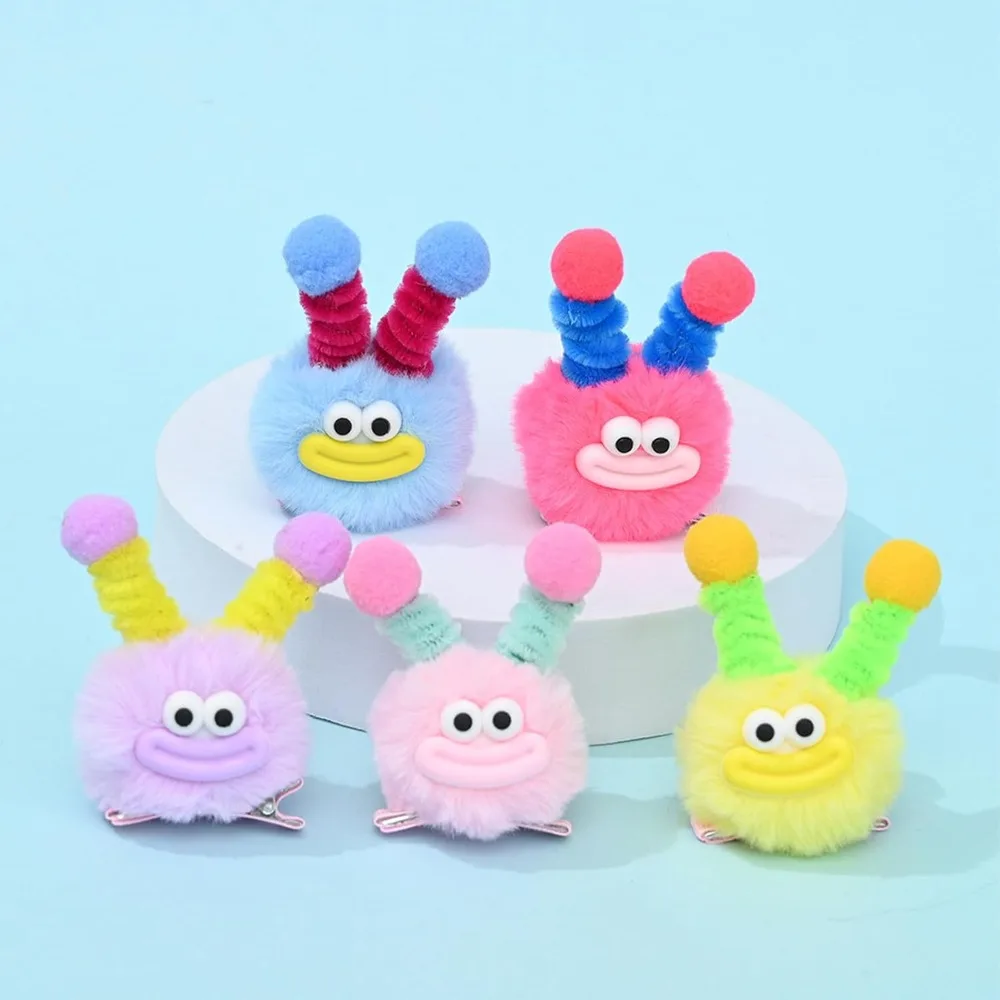 Fluffy Pom Poms Hair Clips, Crazy Hair Day Accessories, Quirky Little Monster Barrettes, Plush Duckbill Hairpins, Party Hair Accessories, 5 Pairs view 4