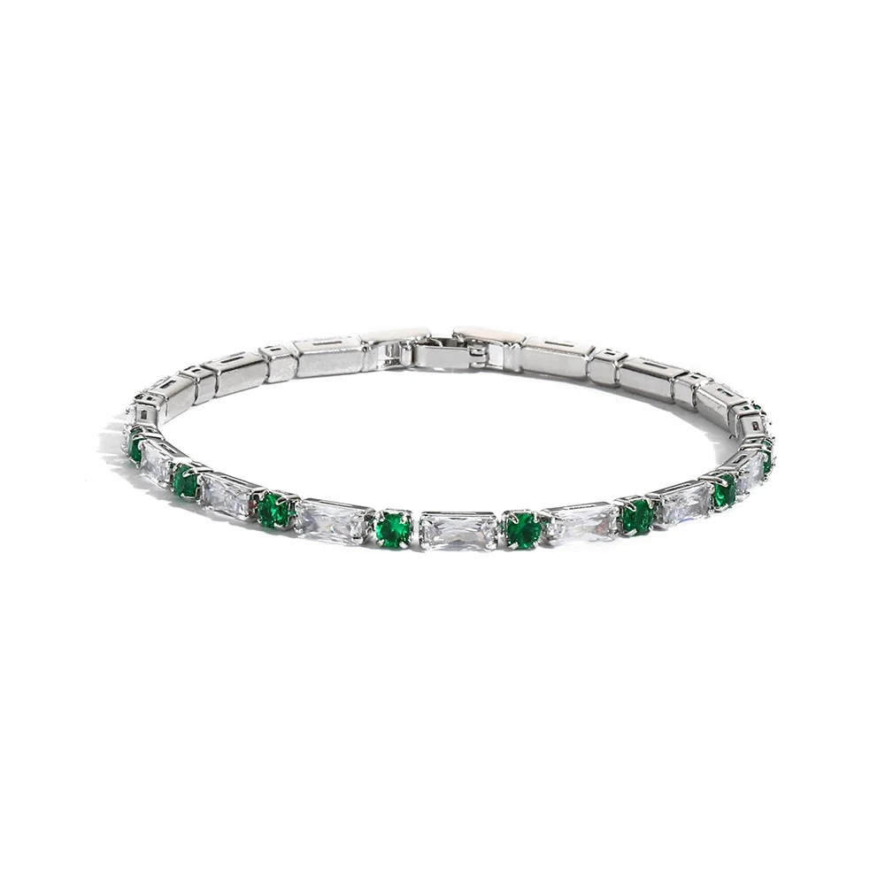 Luxus Smaragd Zirkonia CZ Tennis Armbänder für Frauen 18K Gold Überzogene Charme Grün Weibliche Armreifen Hochzeit Schmuck Geschenk