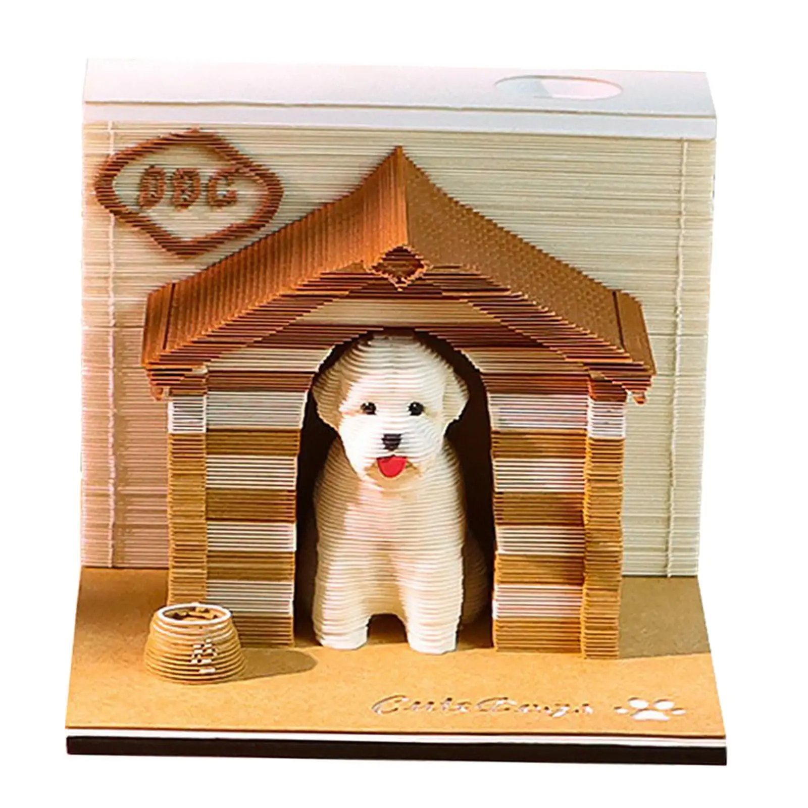 3D Memo Pad 3D Post Notes Creative Desktop Decoration Dog House 240 Page Notepad Paper for Home Valentine's Day Birthday