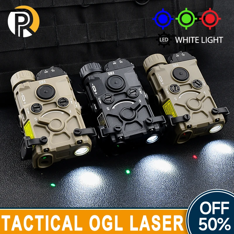 Tactical OGL Red Green Blue Simplified Version Laser Nylon Indicator Aiming White Light Strobe Airsoft Hunting Weapon Scout Lamp