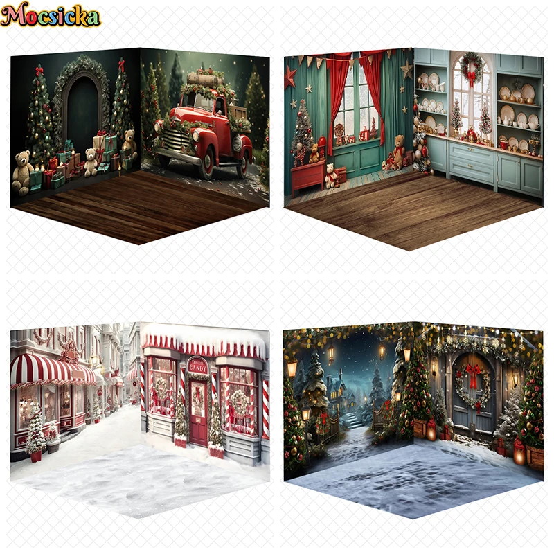 

Mocsicka Christmas Home Backdrop Xmas Tree House Room Party Decoration Baby Photo Background Photography Shooting Props Studio