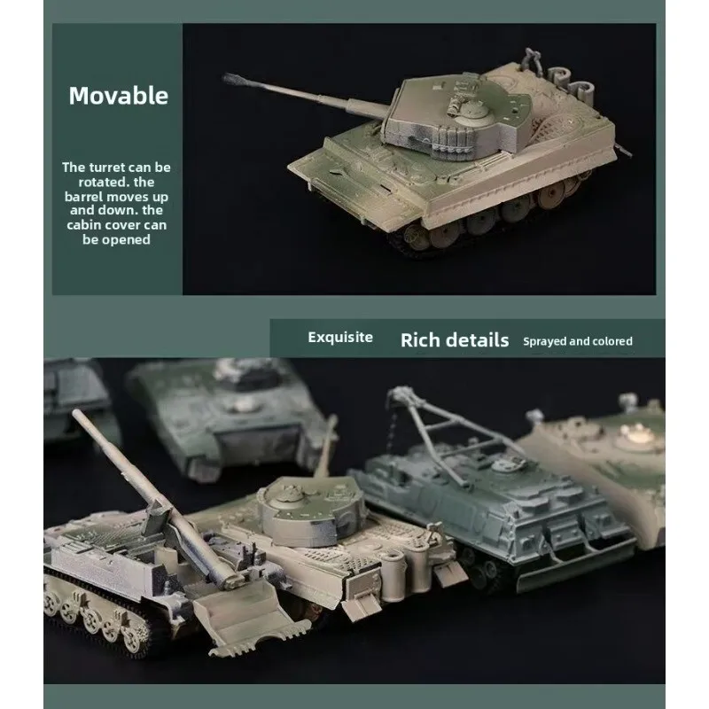 1/72 스케일 미니 탱크 모델, 제2차 세계 대전 군사 퍼즐, 플라스틱, 조립 용이, 페인트 가능, 무작위 색상, T72-M1, AS-90, M88A1G