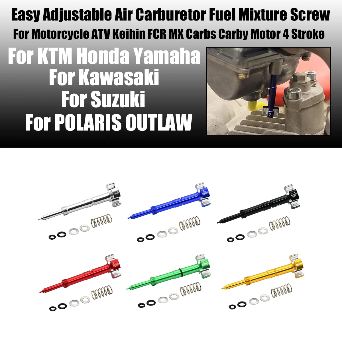 Easy Adjustable Air Carburetor Fuel Mixture Screw For Motorcycle ATV Keihin FCR MX Carbs Carby Motor 4 Stroke KTM Honda Yamaha