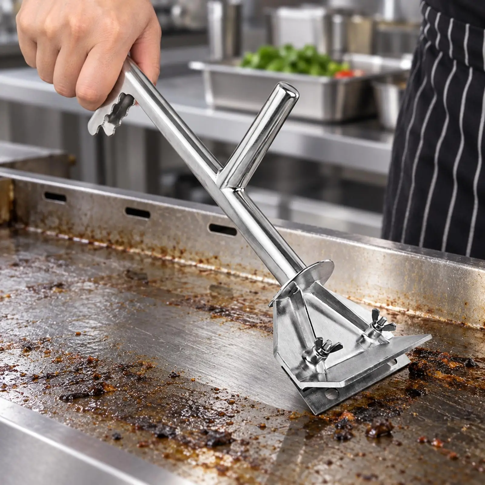 Heavy Duty Grill Scraper Stainless Steel Barbecue Cleaning Tool for Flat Top Griddle Kitchen BBQ Accessories for Home Chef