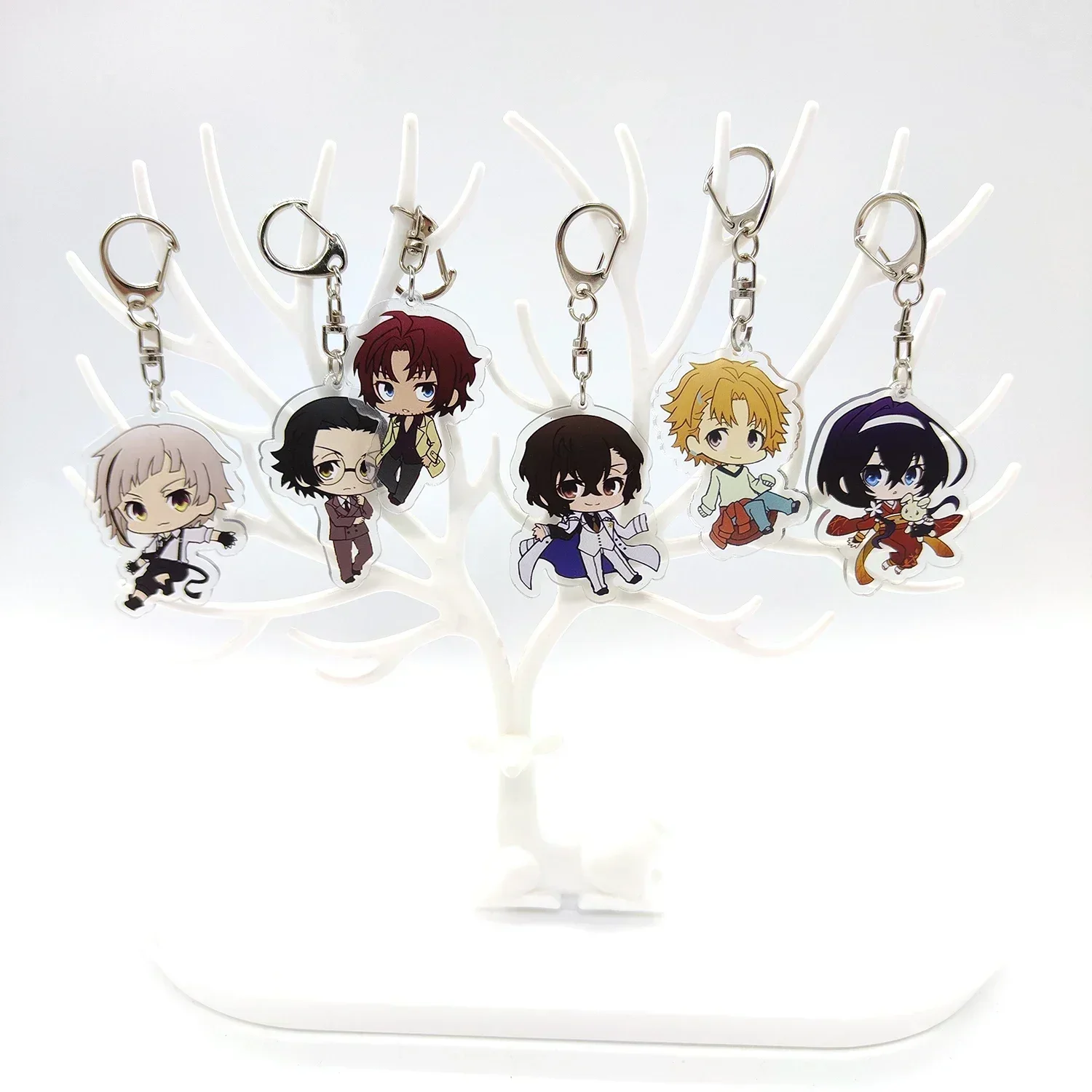 Anime Keychain Bungou Stray Dogs Atsushi Nakajima Dazai Key Chain for Women Accessories Cute Bag Pendant Key Ring for Fans Gift