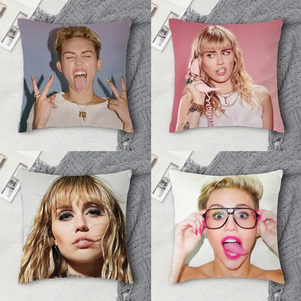 

M-Miley Cyrus Double-sided Printed Square Decorative Cushion Cover for Sofa Living Room Home Decor